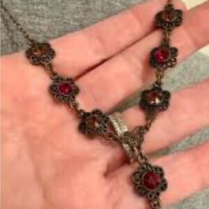 Vintage Floral Red Necklace